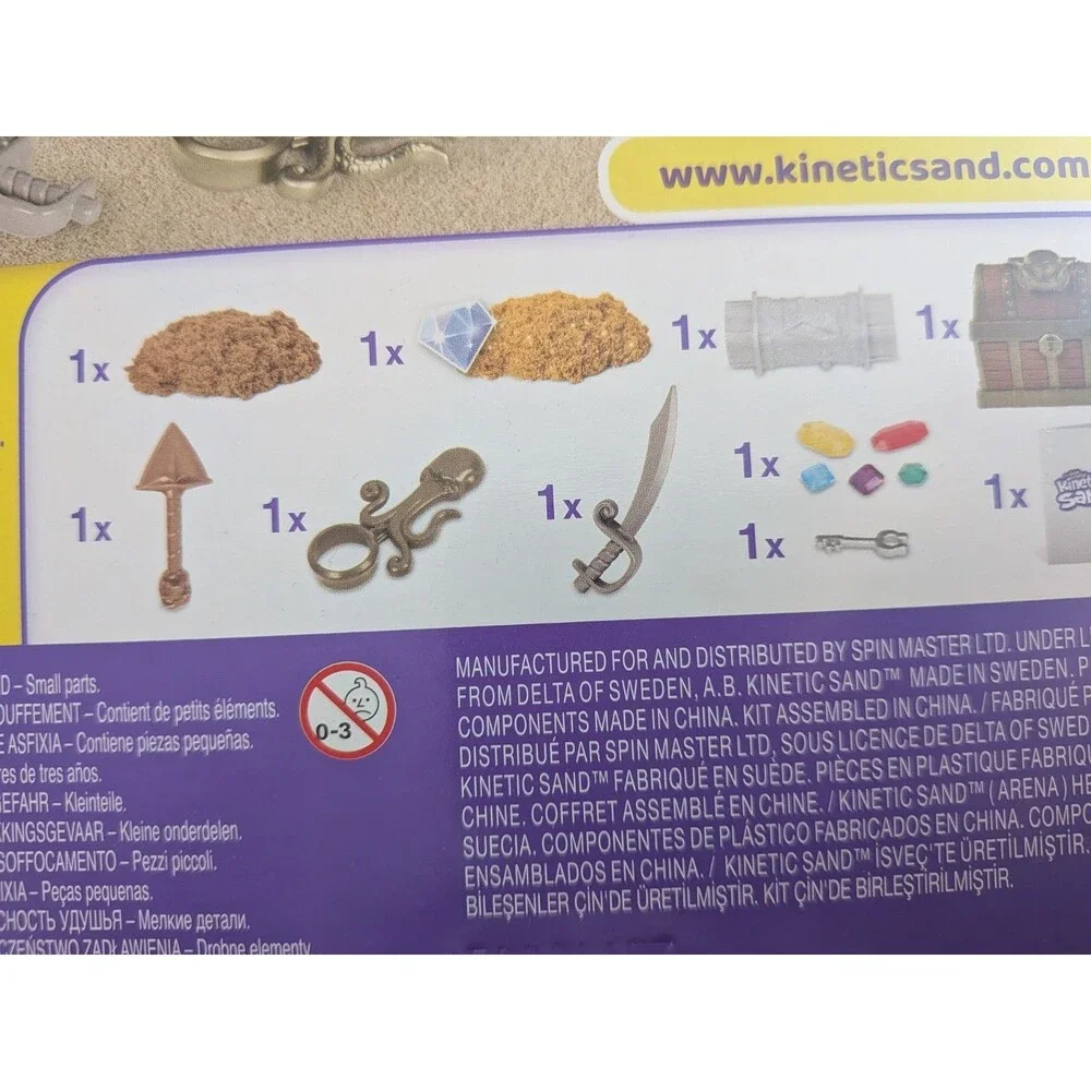 Kinetic Sand Treasure Hunt Playset with 9 Surprise Reveals, 567g Sand